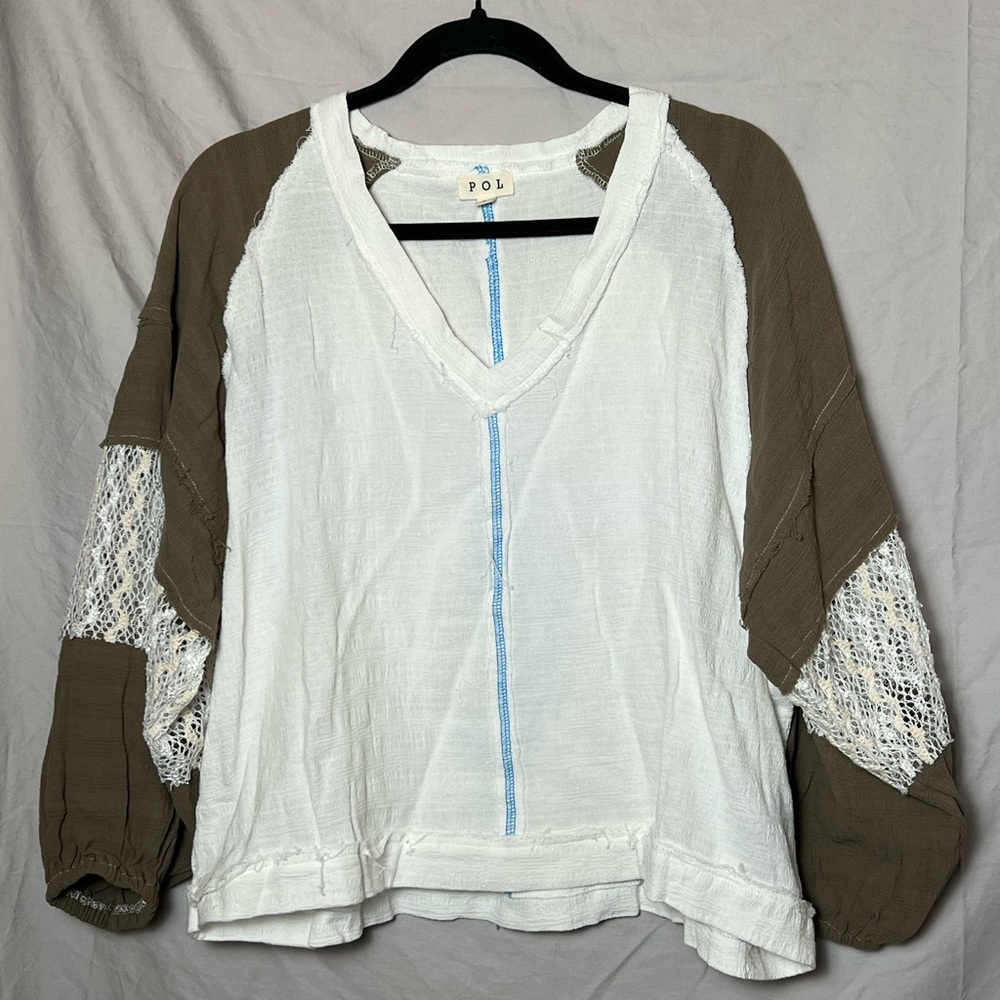 POL Women's Cream and Brown Blouse